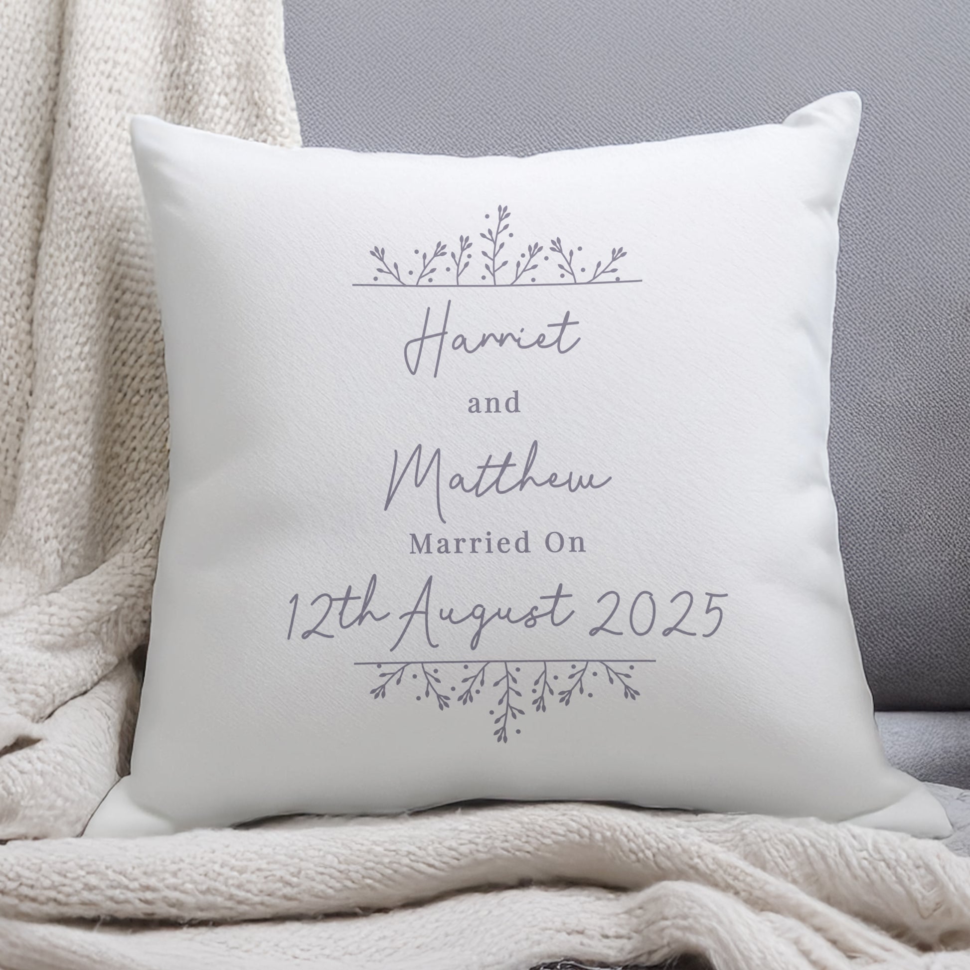 Personalised Grey Floral Cushion - image 3