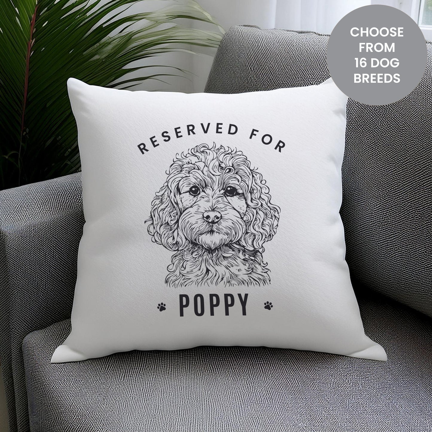 Personalised Reserved For Dog Breed Cushion from Heartfelt Gifts