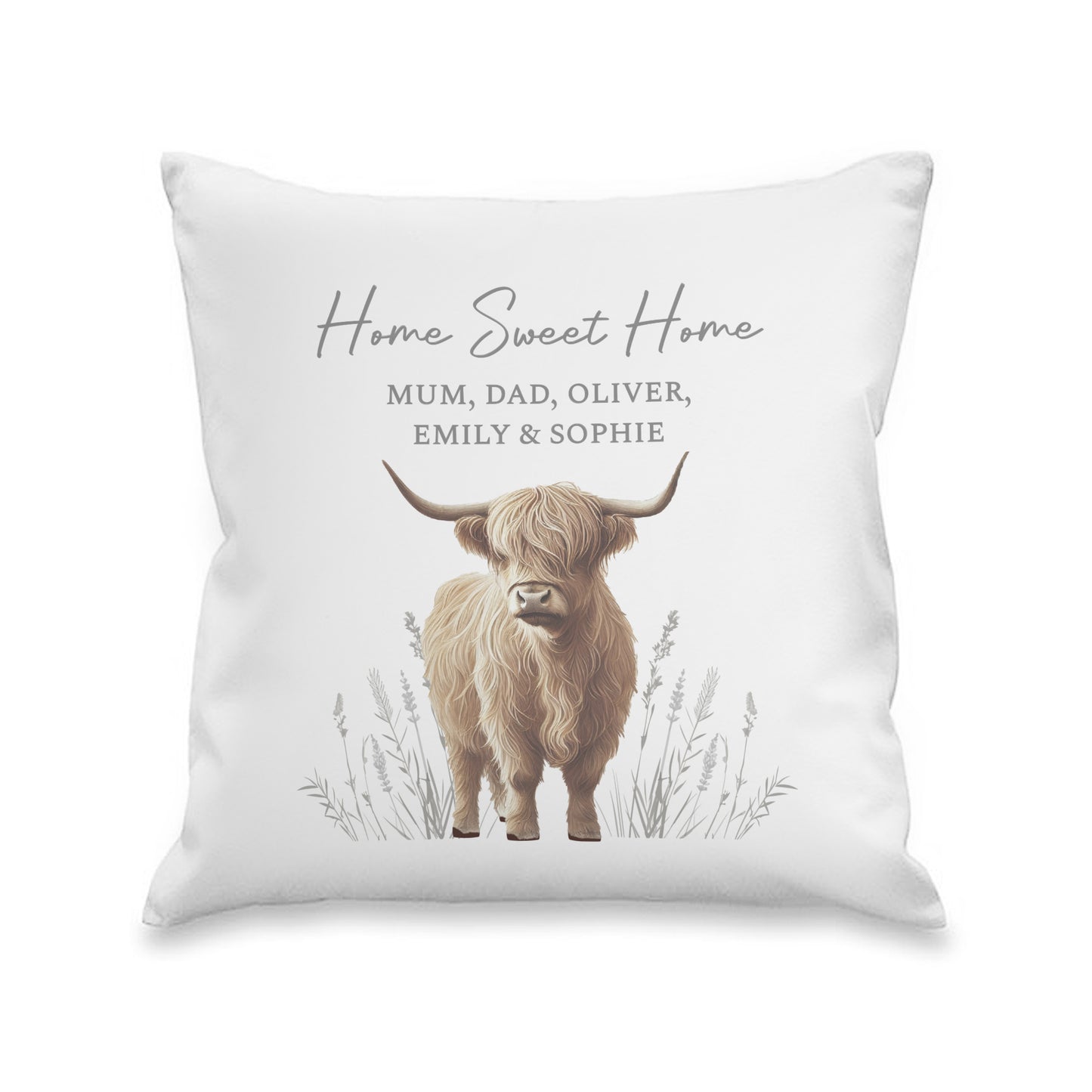 Personalised Highland Cow Cushion – Rustic Home Sofa Gift - image 5
