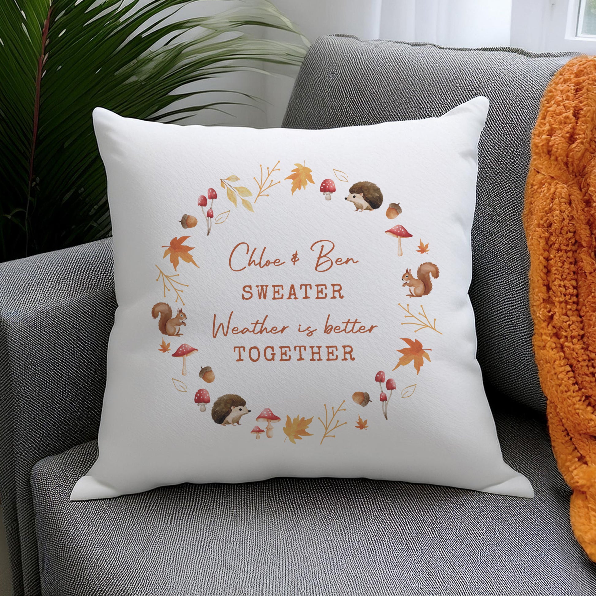 Personalised Autumn Wreath Cushion – Cosy Seasonal Home Birthday Gift - image 3