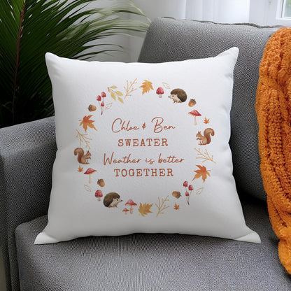 Personalised Autumn Wreath Cushion – Cosy Seasonal Home Birthday Gift - image 3