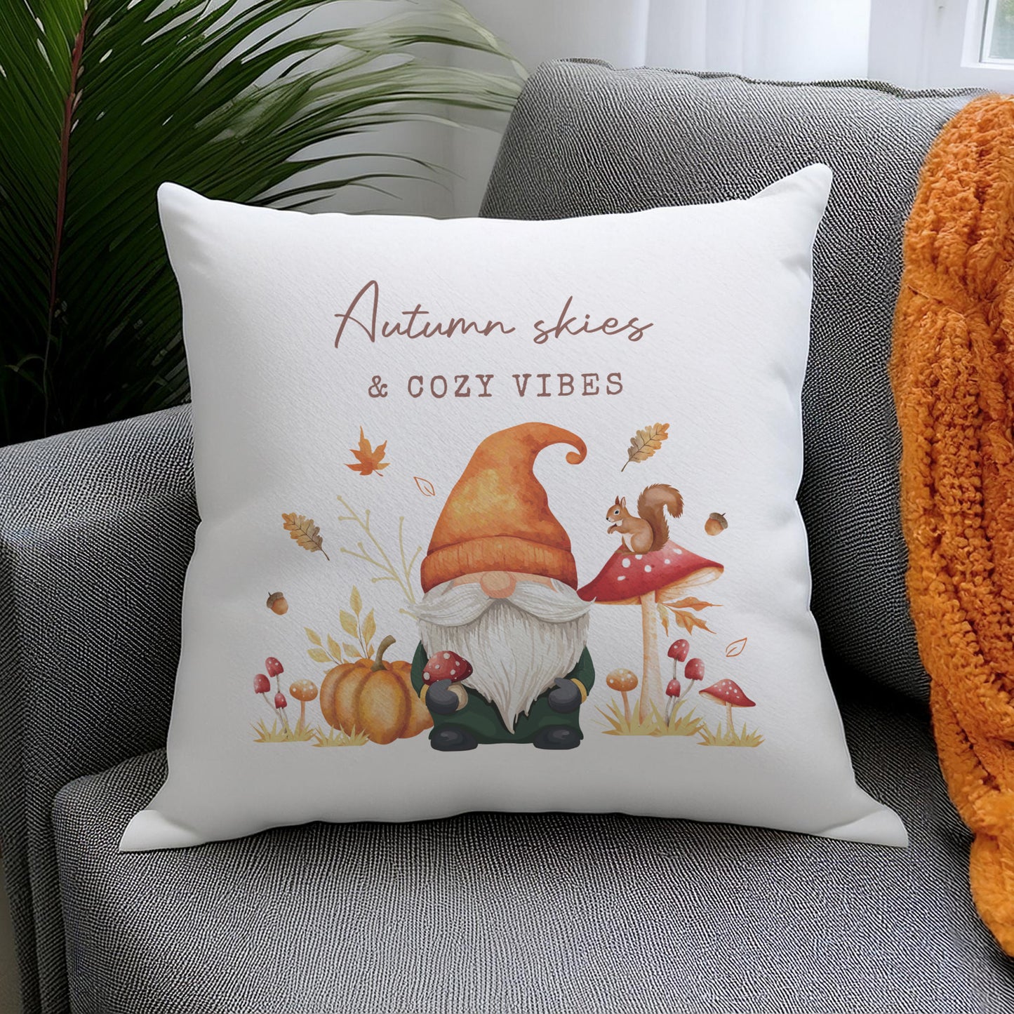 Personalised Autumn Gonk Cushion – Cosy Seasonal Home Birthday Gift - image 3