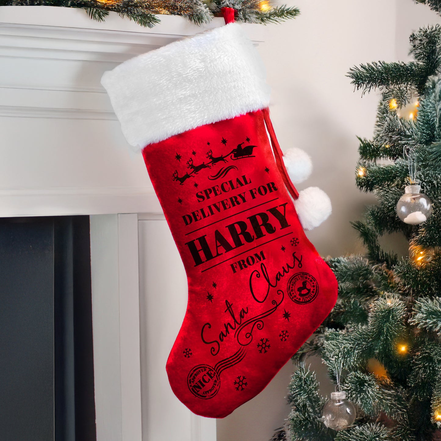 Personalised Special Delivery Red Christmas Stocking – Children's Christmas Gift
