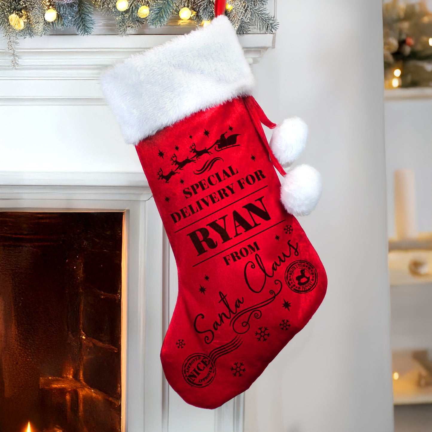Personalised Special Delivery Red Christmas Stocking – Children's Christmas Gift - image 3