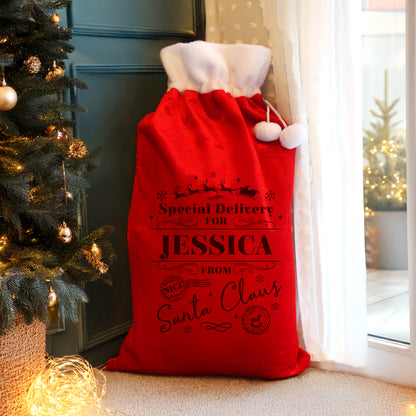 Personalised Special Delivery Red Christmas Sack – Luxury Children's Christmas Gift - image 2