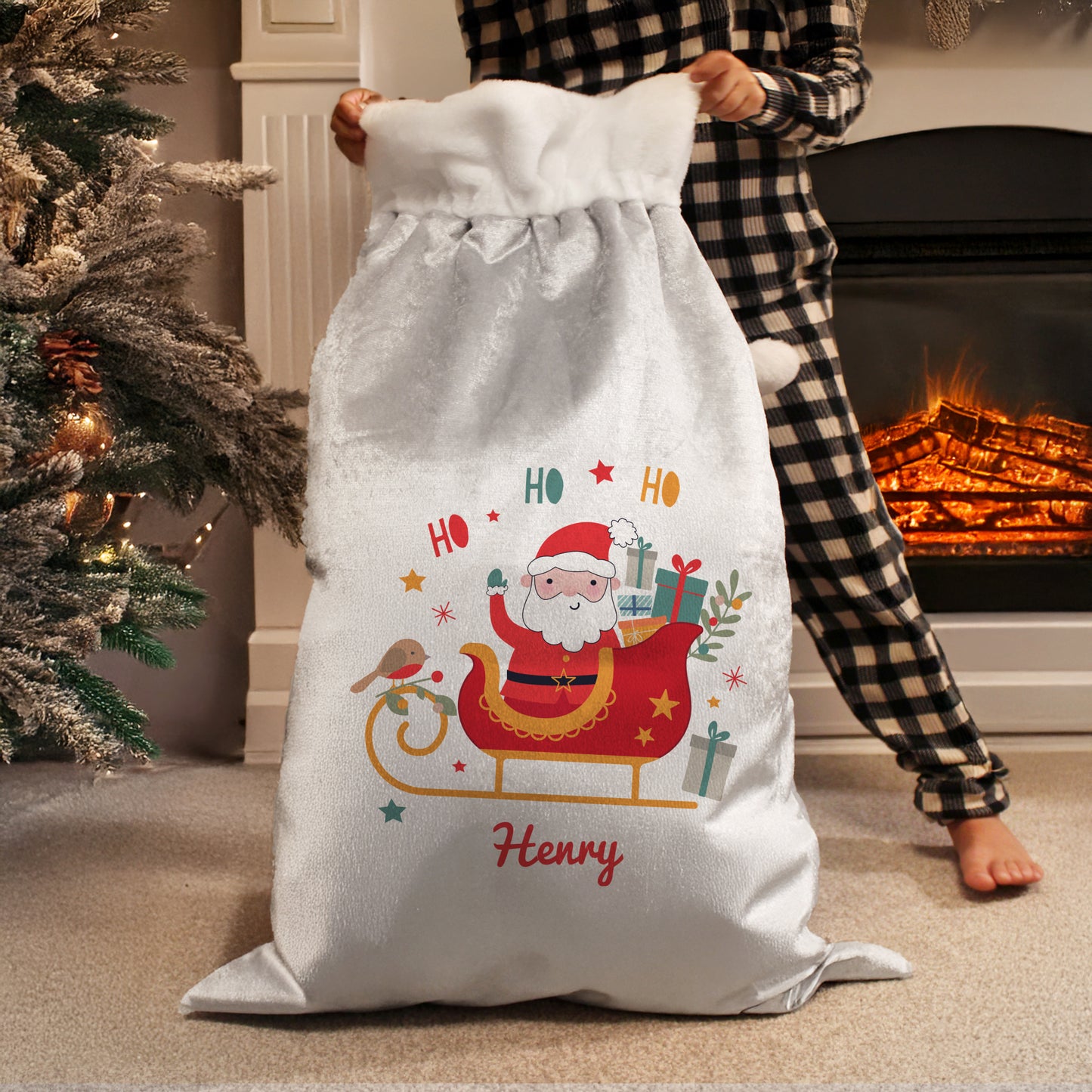 Personalised Santa Sleigh Christmas Sack – Children's Christmas Gift - image 3
