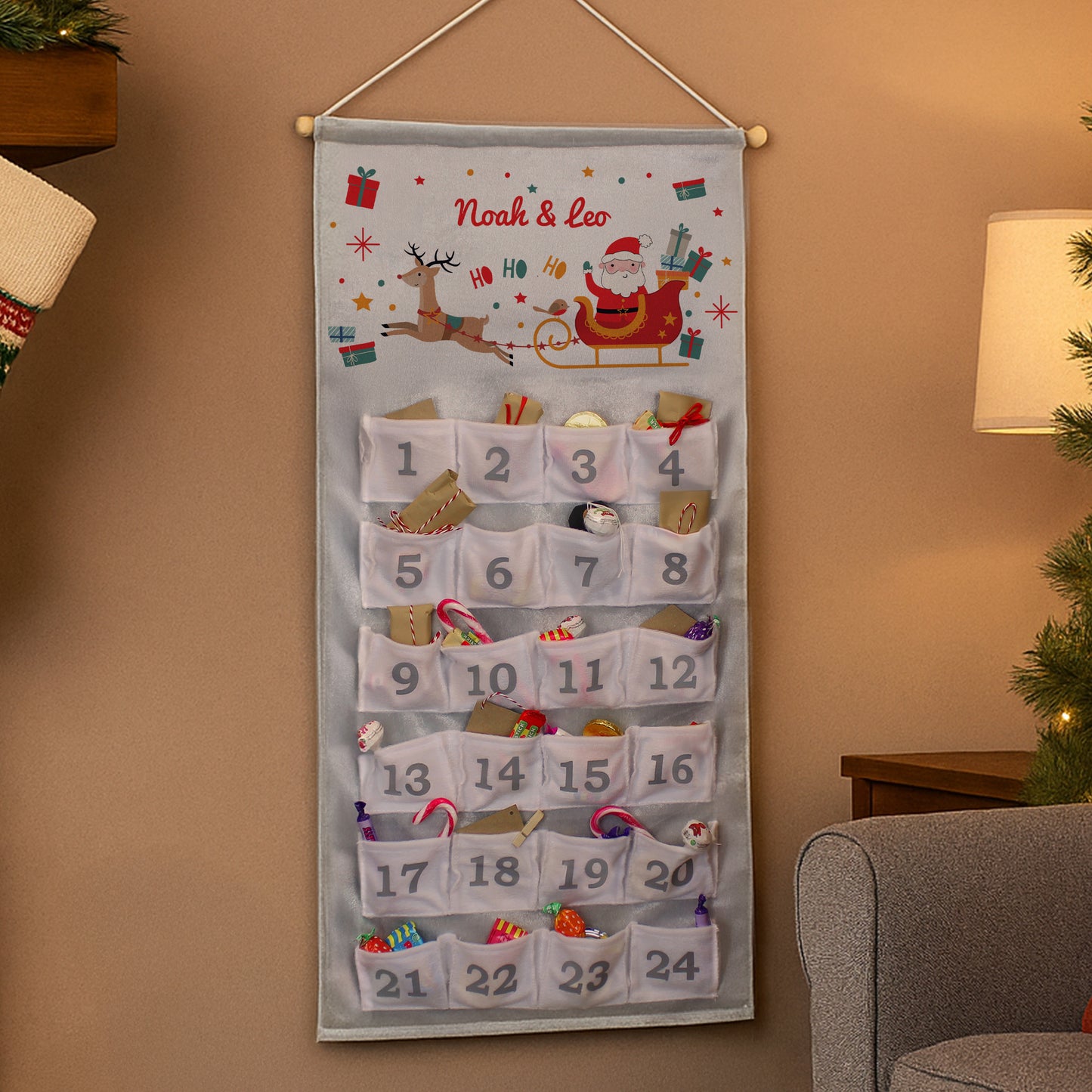 Personalised Santa Sleigh Advent Calendar – Children's Christmas Countdown Gift - image 3