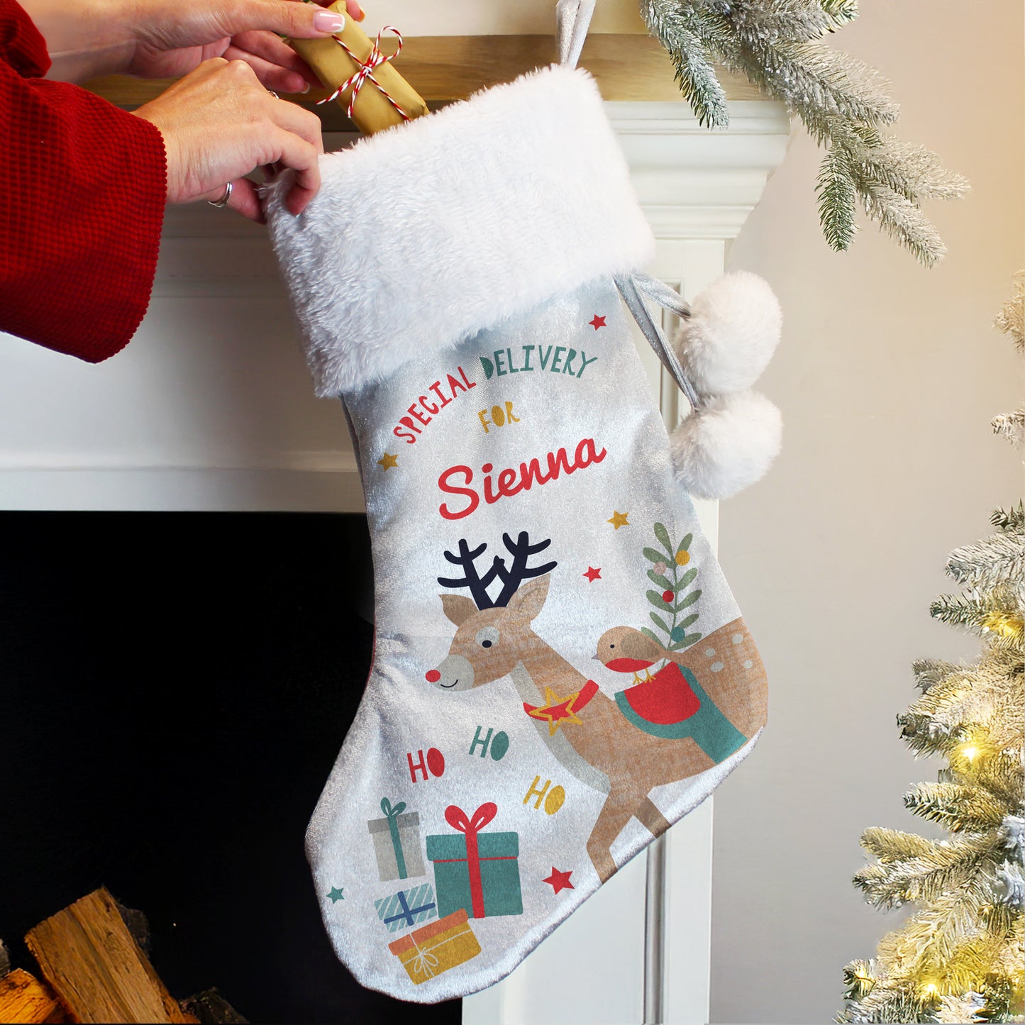 Personalised Reindeer Christmas Stocking – Children's Christmas Gift - image 2