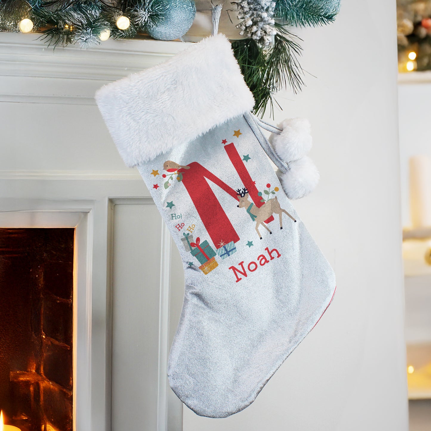 Personalised Initial Reindeer Christmas Stocking – Children's Christmas Gift - image 3