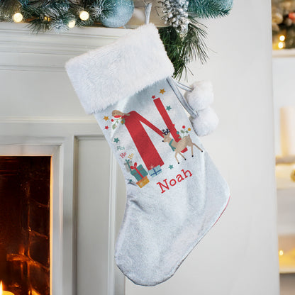 Personalised Initial Reindeer Christmas Stocking – Children's Christmas Gift - image 3