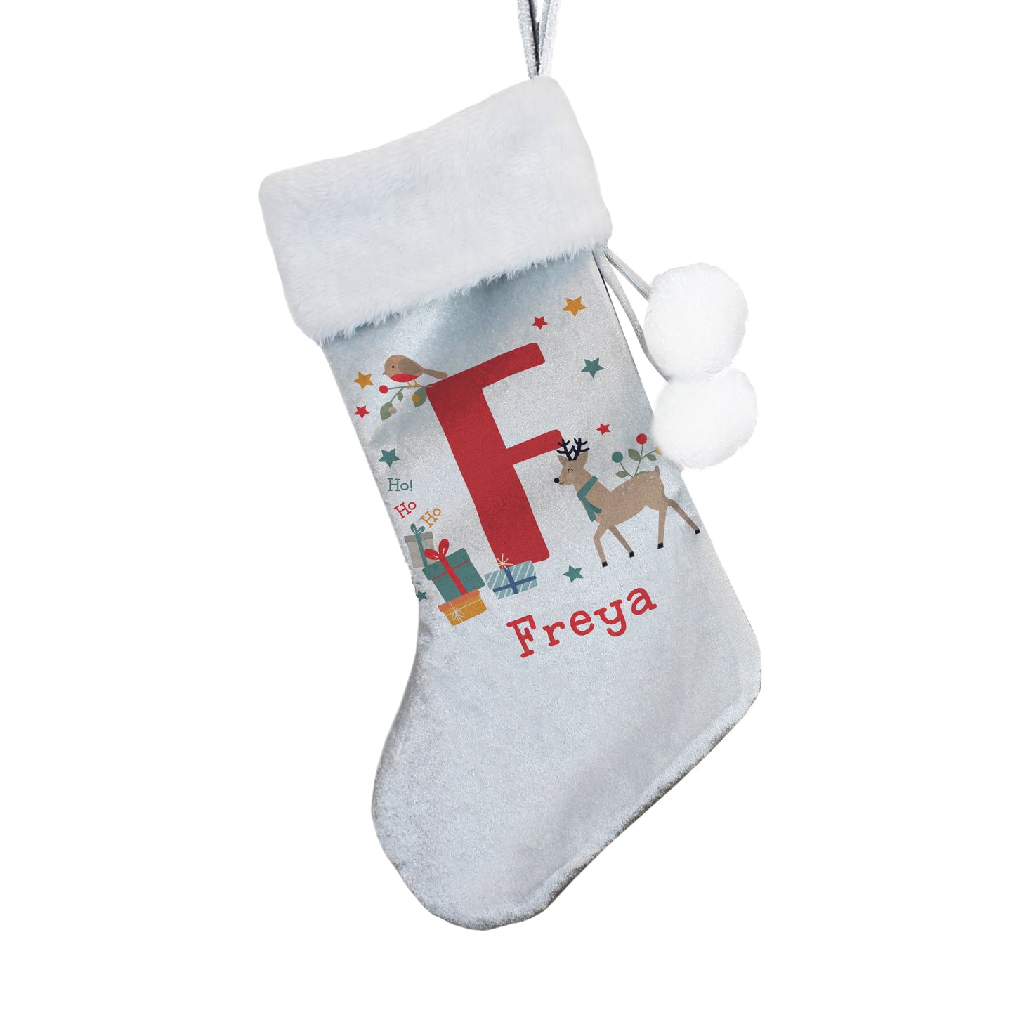 Personalised Initial Reindeer Christmas Stocking – Children's Christmas Gift - image 4