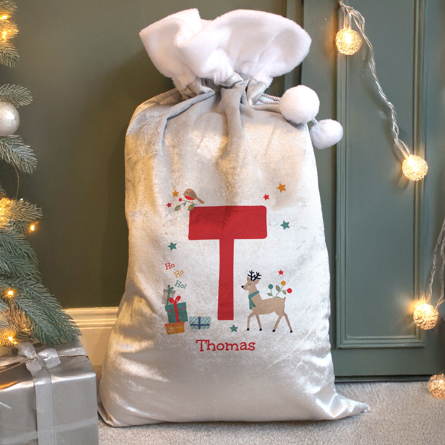 Personalised Initial Reindeer Christmas Sack – Children's Christmas Gift