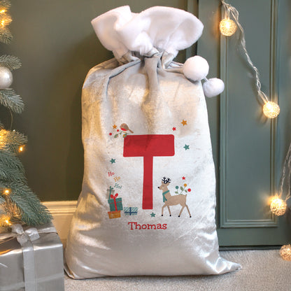 Personalised Initial Reindeer Christmas Sack – Children's Christmas Gift