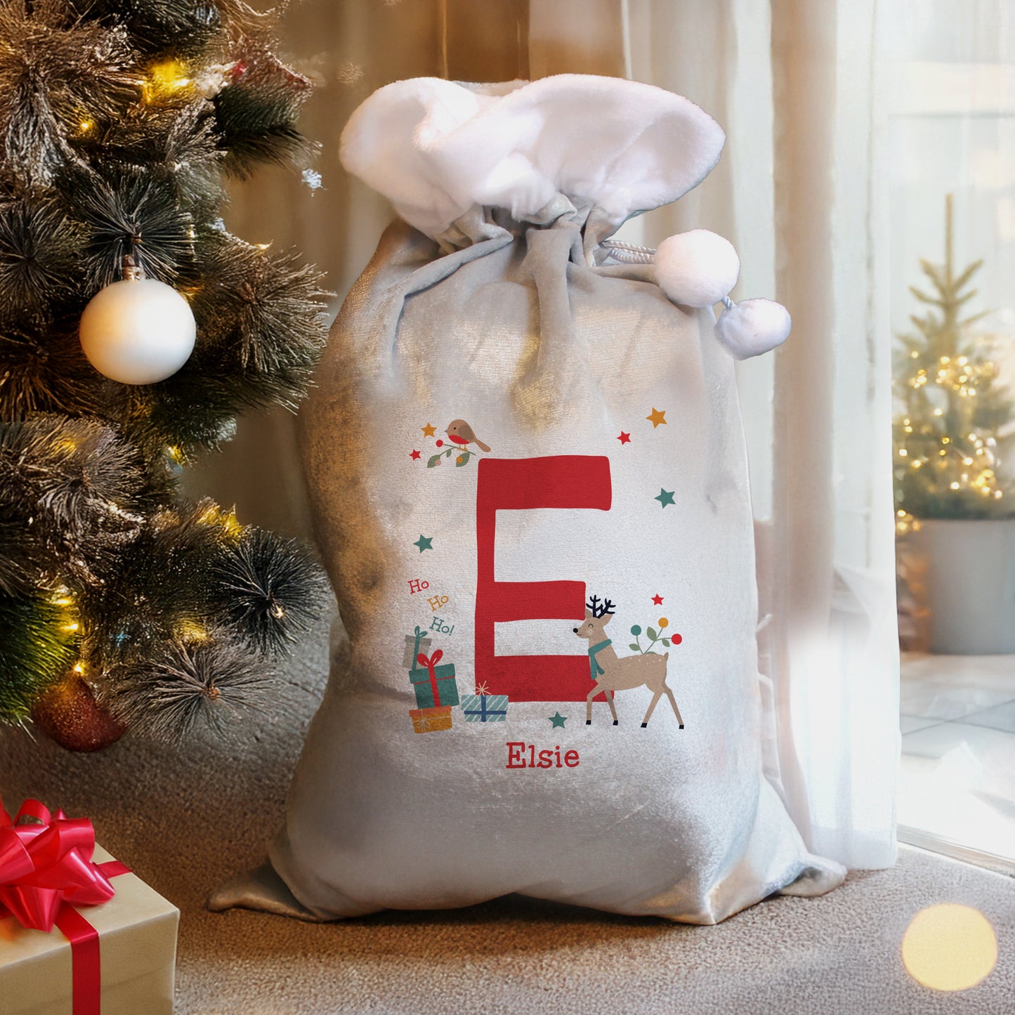 Personalised Initial Reindeer Christmas Sack – Children's Christmas Gift - image 2