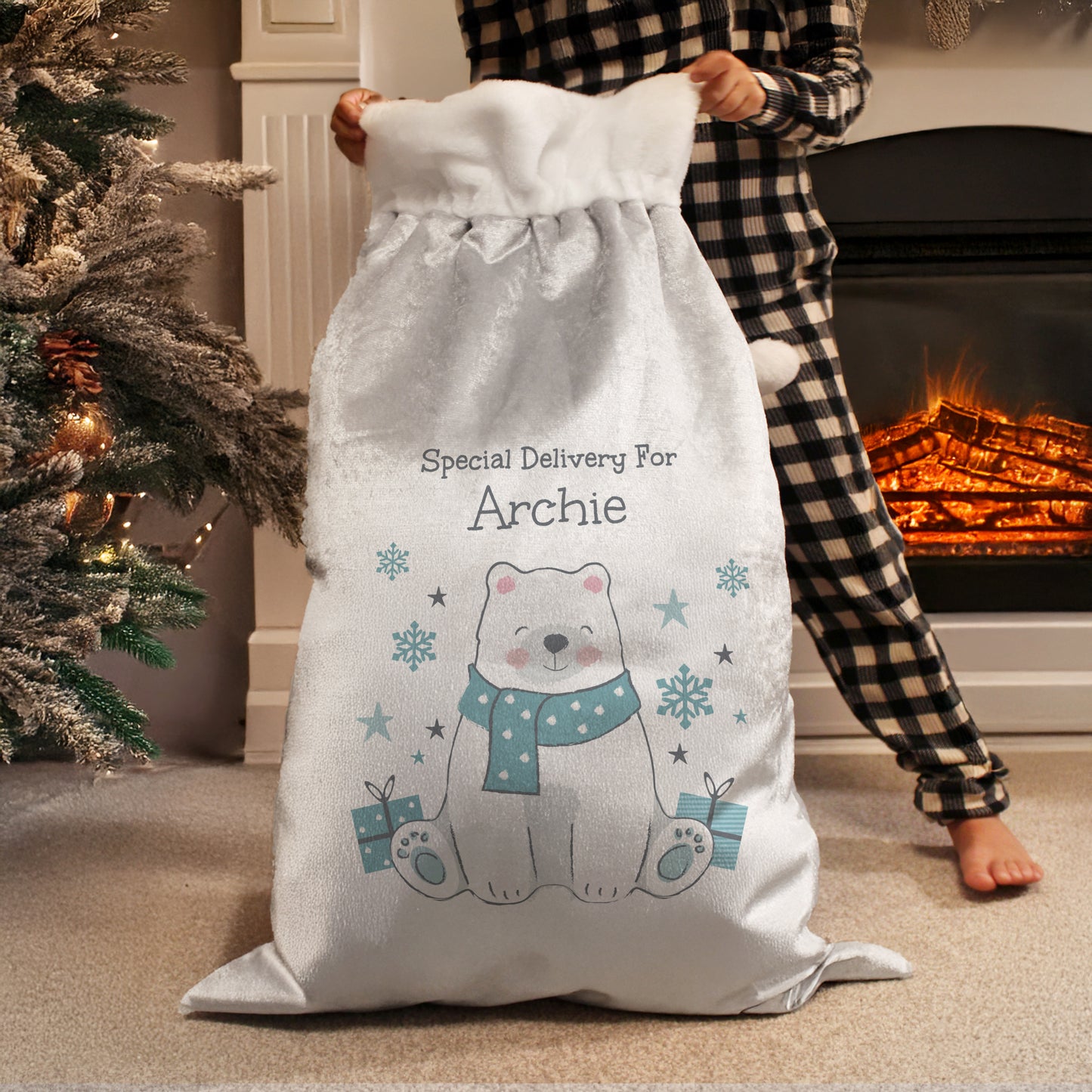 Personalised Polar Bear Christmas Sack – Children's Christmas Gift - image 3