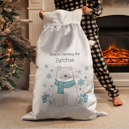 Personalised Polar Bear Christmas Sack – Children's Christmas Gift - image 3