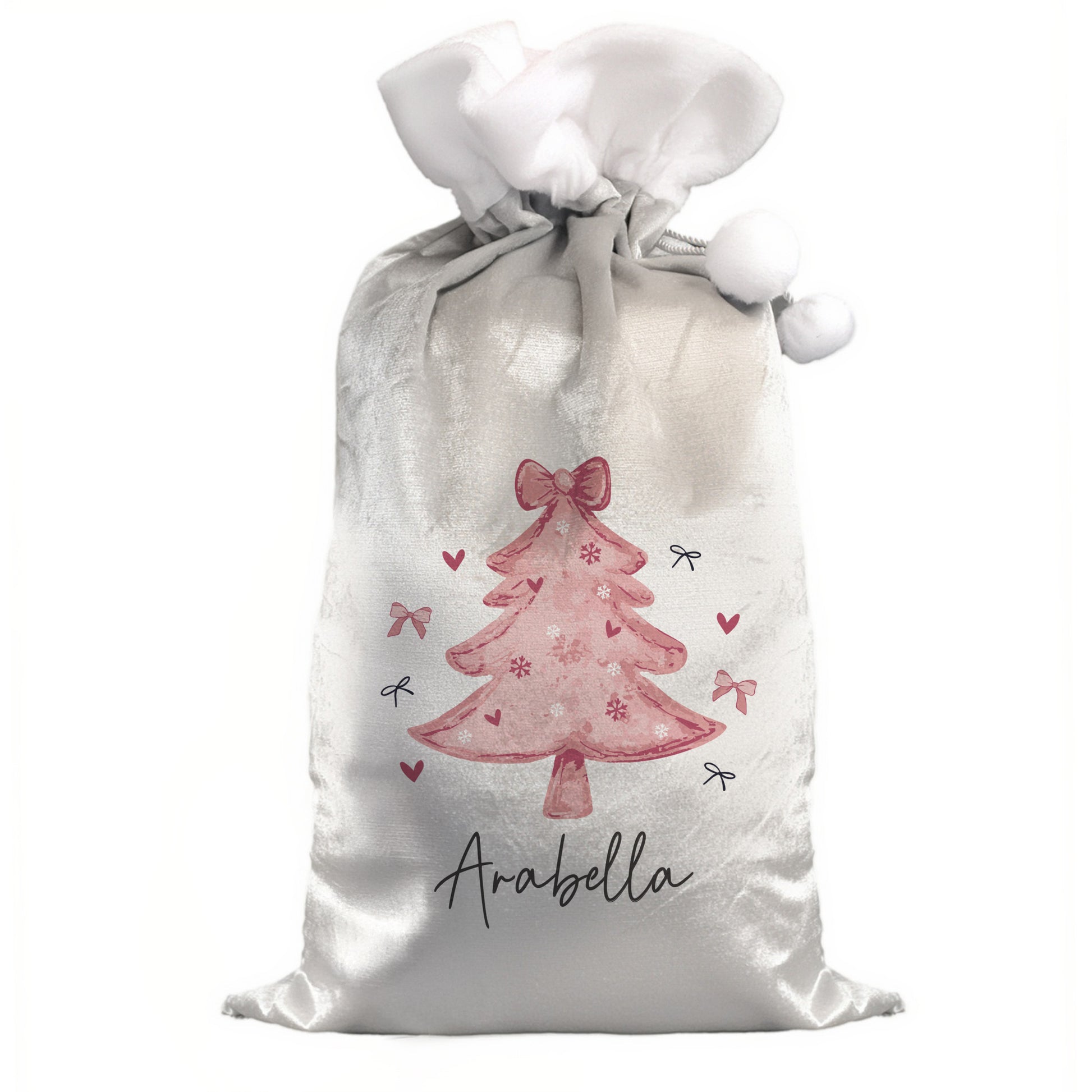 Personalised Pink Christmas Tree Sack – Girls Glam Christmas Gift - image 4
