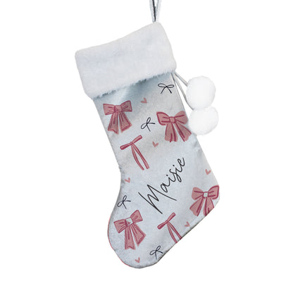 Personalised Pink Bow Christmas Stocking – Girls Christmas Gift - image 4