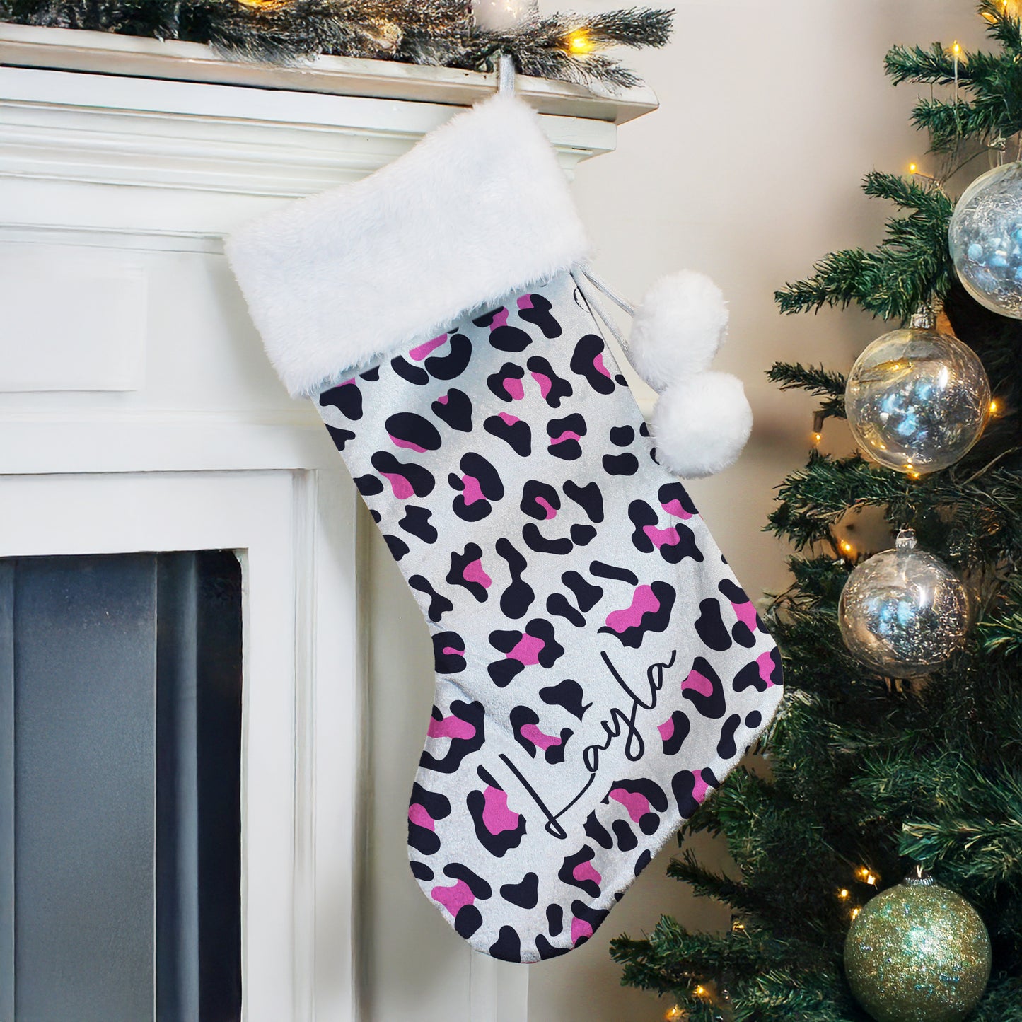Personalised Leopard Print Christmas Stocking – Bold Christmas Gift for Her