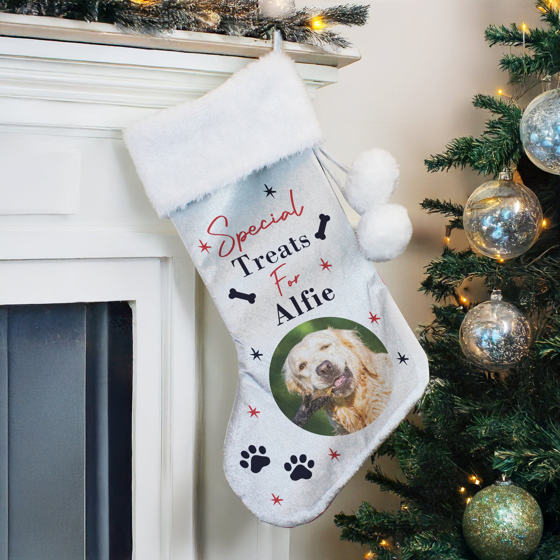 Personalised Photo Upload Dog Christmas Stocking – Dog Owner Christmas Gift