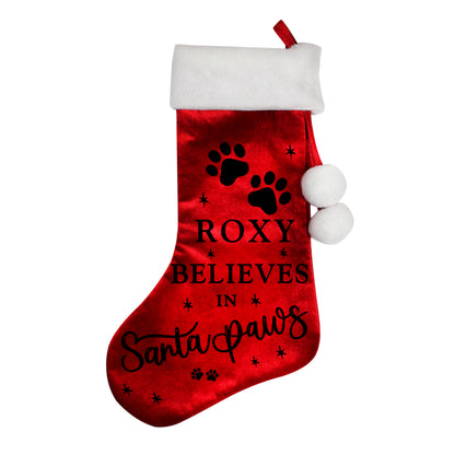 Personalised Santa Paws Red Christmas Stocking – Dog Cat Pet Christmas Gift - image 4