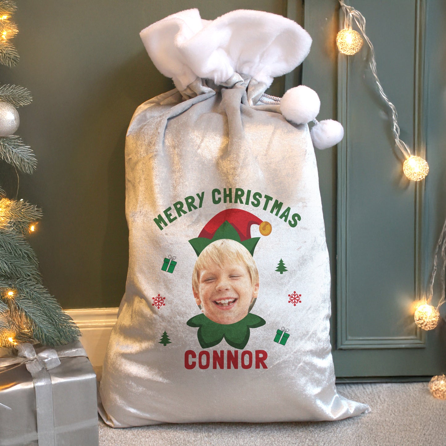 Personalised Photo Upload Elf Christmas Sack – Unique Children's Christmas Gift - image 2