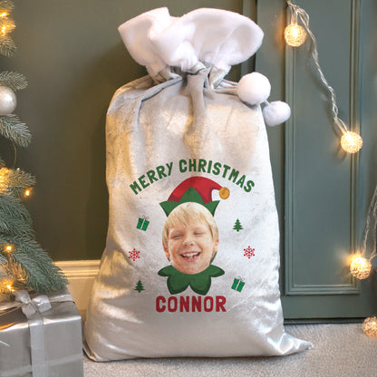 Personalised Photo Upload Elf Christmas Sack – Unique Children's Christmas Gift - image 2