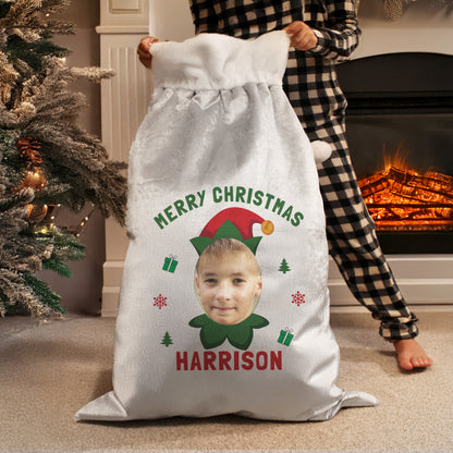 Personalised Photo Upload Elf Christmas Sack – Unique Children's Christmas Gift - image 3