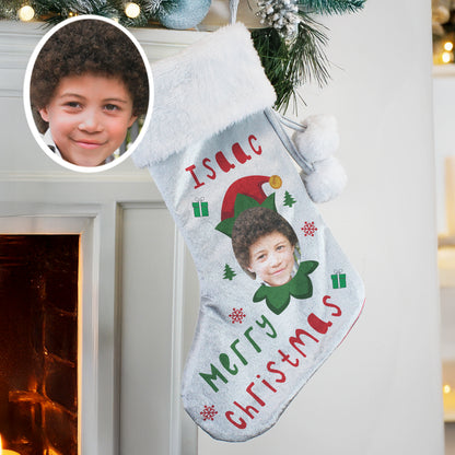 Personalised Photo Upload Elf Christmas Stocking – Unique Children's Christmas Gift