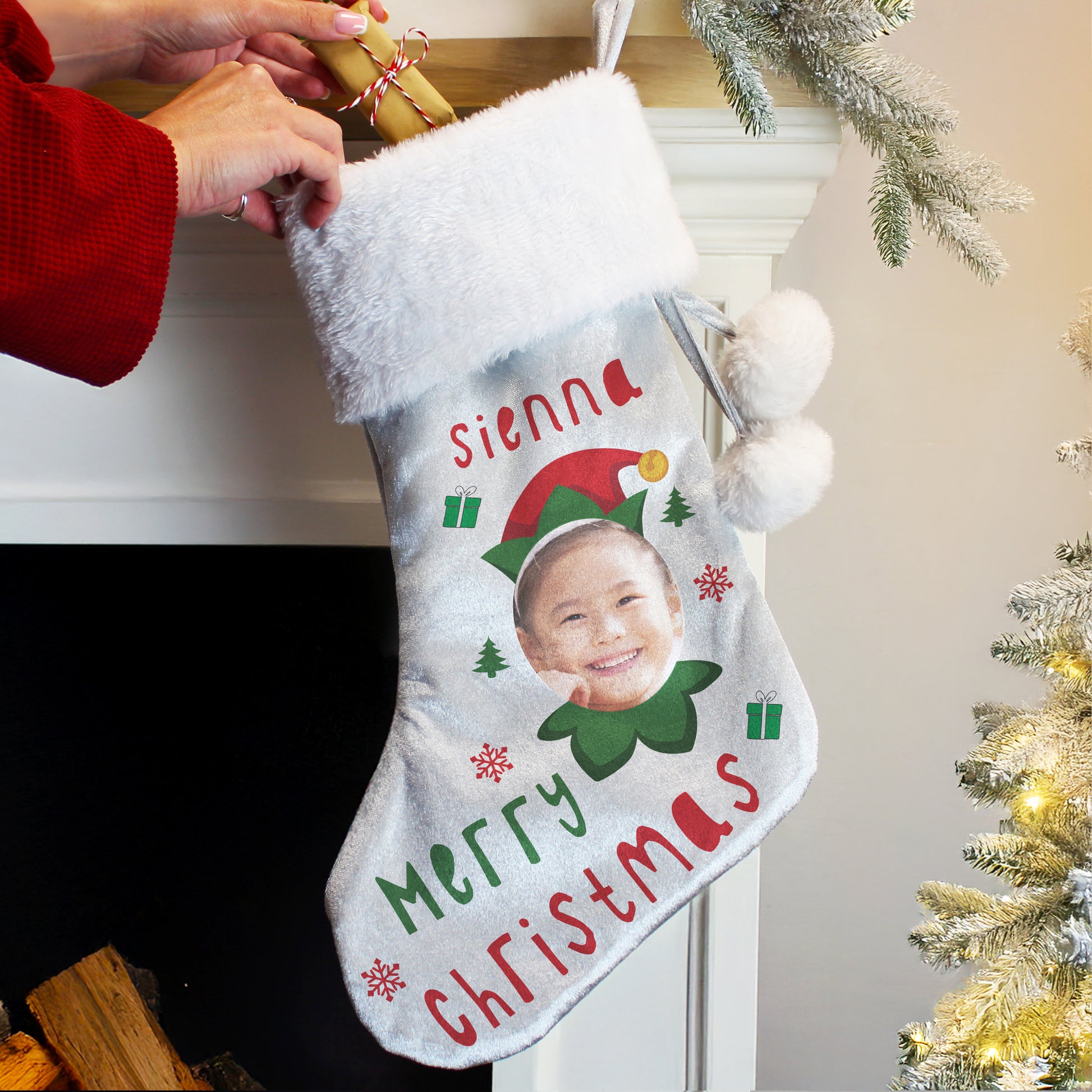 Personalised Photo Upload Elf Christmas Stocking – Unique Children's Gift - image 2