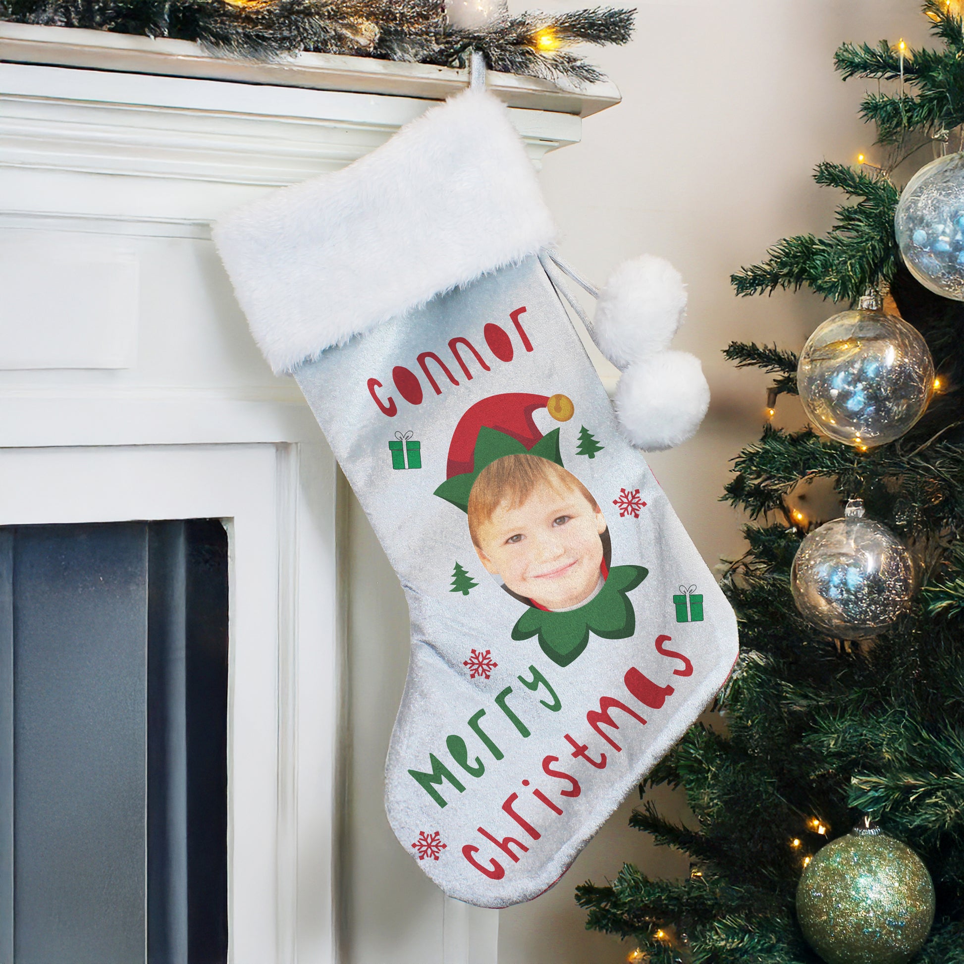 Personalised Photo Upload Elf Christmas Stocking – Unique Children's Gift - image 3