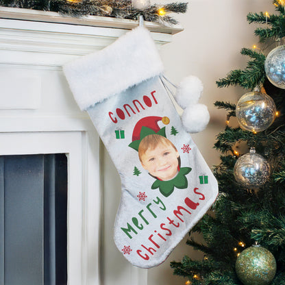 Personalised Photo Upload Elf Christmas Stocking – Unique Children's Gift - image 3