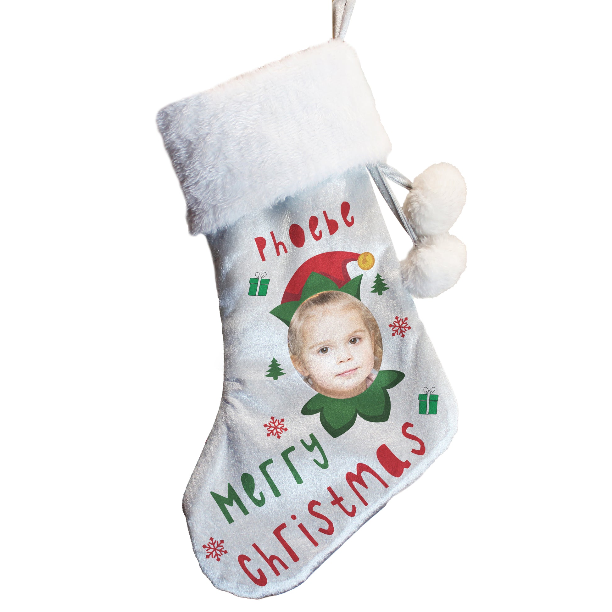 Personalised Photo Upload Elf Christmas Stocking – Unique Children's Gift - image 4