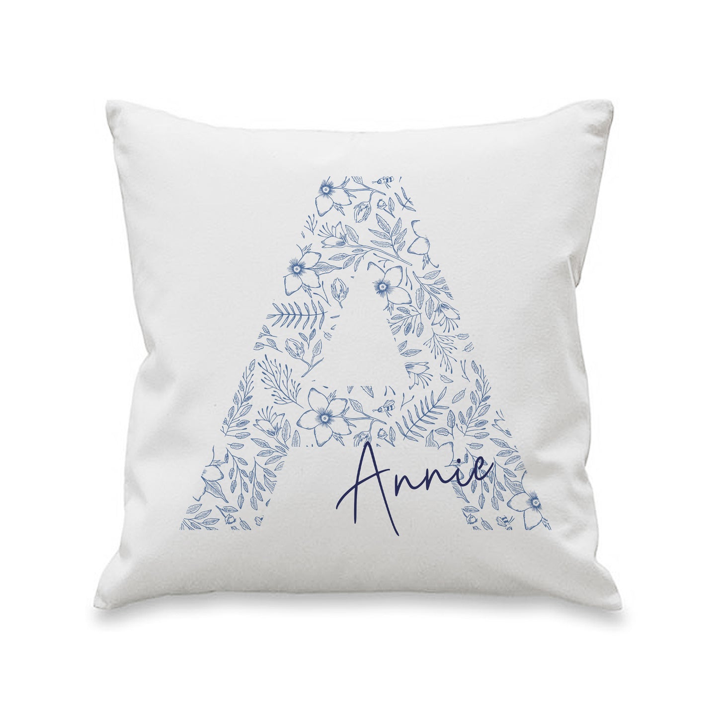 Personalised Floral Blue Initial Cushion – Birthday Mother's Day Gift for Her - image 4