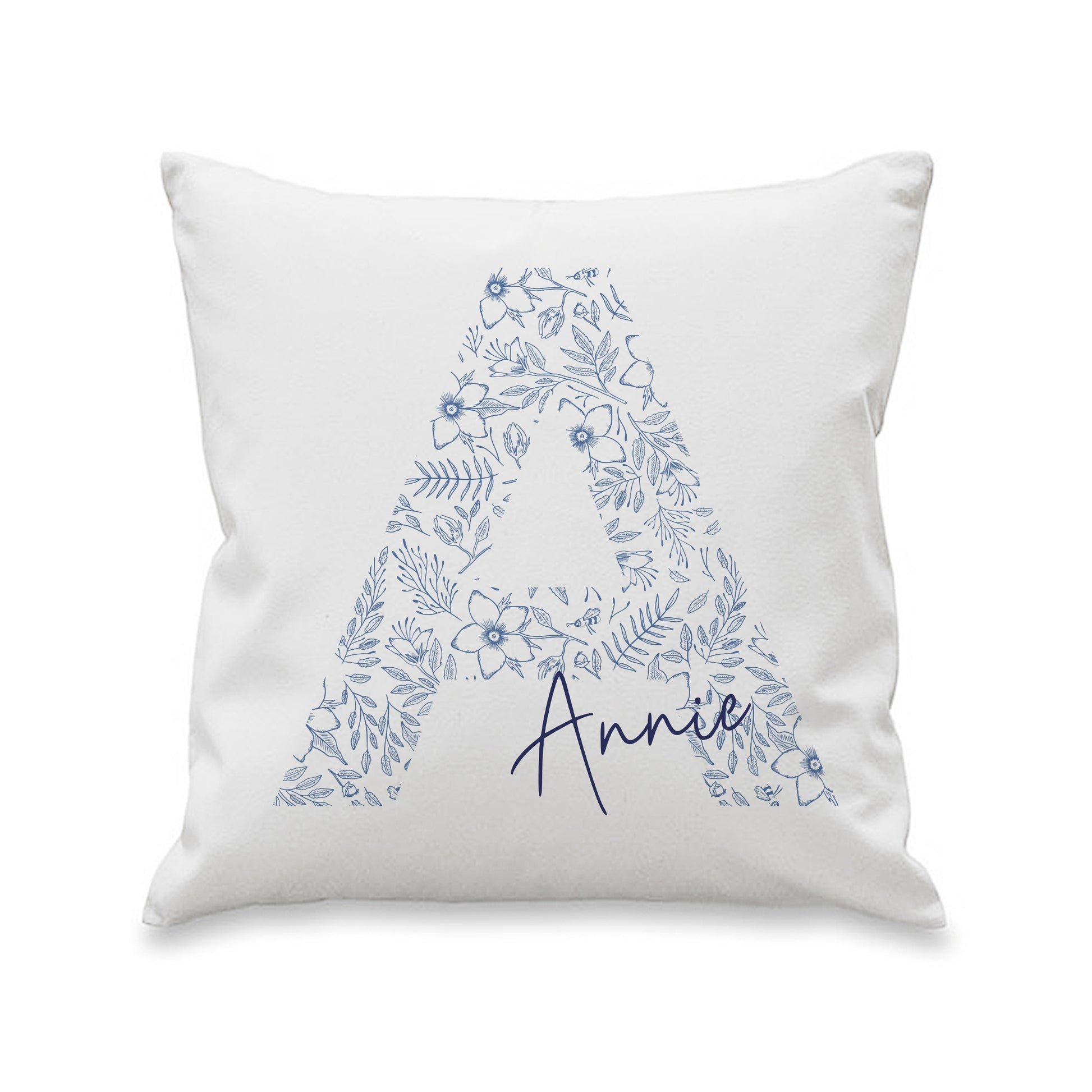 Personalised Floral Blue Initial Cushion – Birthday Mother's Day Gift for Her - image 4