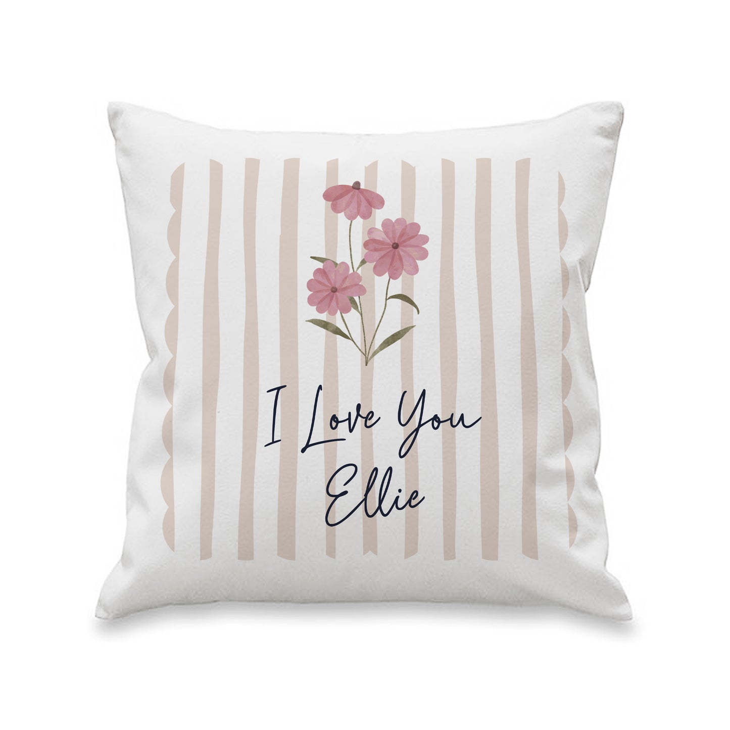 Personalised Floral Stripe Cushion – Birthday Mother's Day Housewarming Gift - image 4