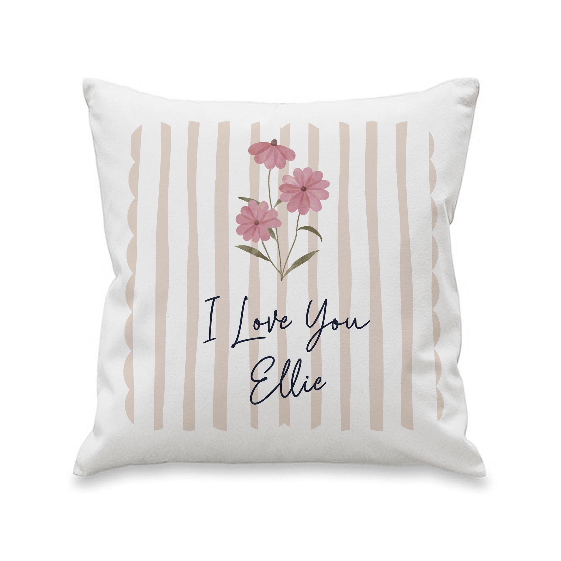 Personalised Floral Stripe Cushion – Birthday Mother's Day Housewarming Gift - image 4