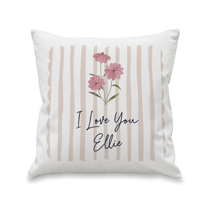 Personalised Floral Stripe Cushion – Birthday Mother's Day Housewarming Gift - image 4