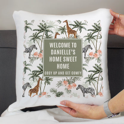 Personalised Jungle Print Cushion – Birthday Housewarming Gift - image 2