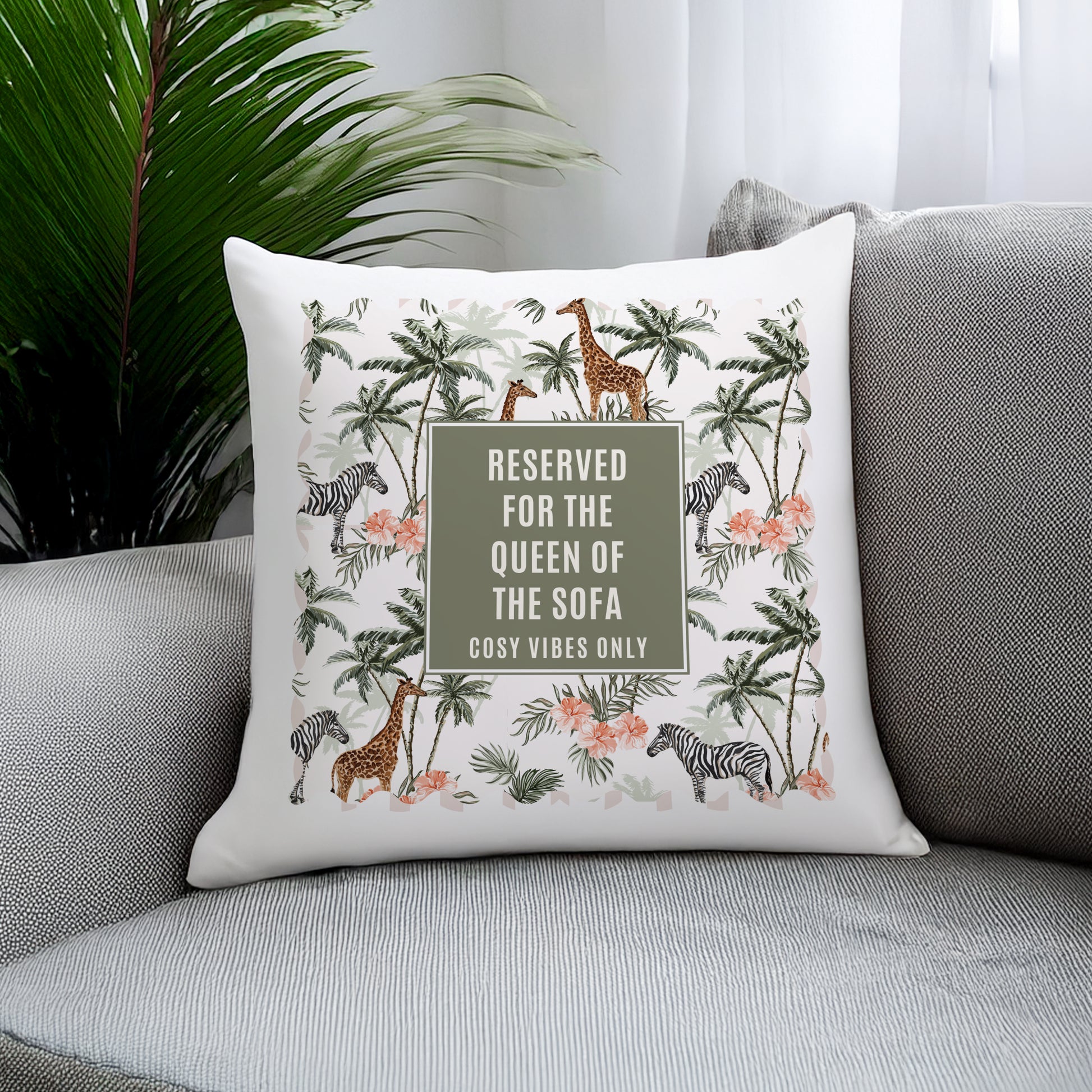 Personalised Jungle Print Cushion – Birthday Housewarming Gift - image 3
