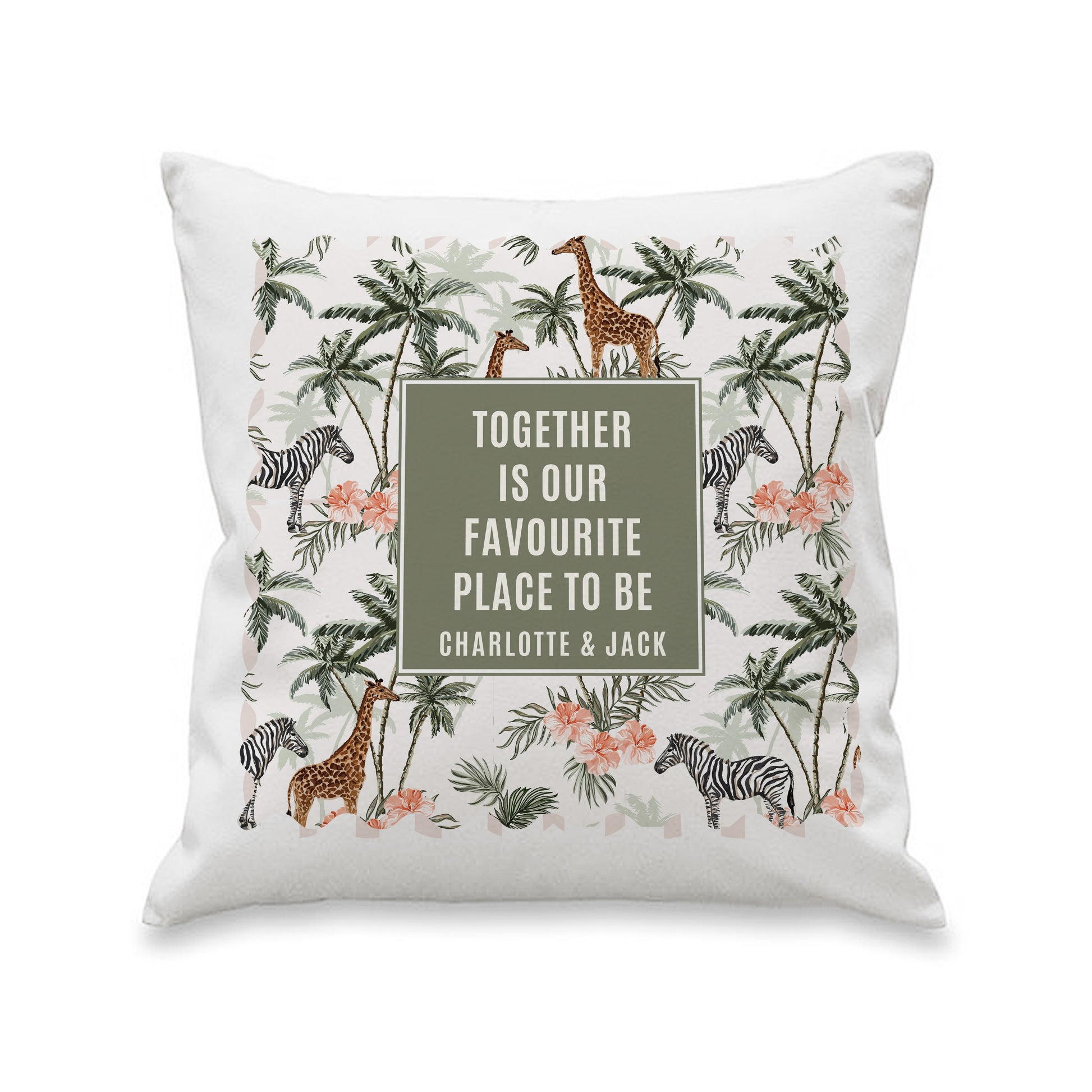 Personalised Jungle Print Cushion – Birthday Housewarming Gift - image 4