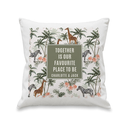 Personalised Jungle Print Cushion – Birthday Housewarming Gift - image 4