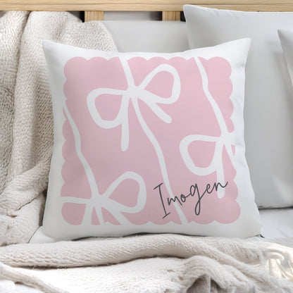 Personalised Pink Bow Cushion – Birthday Gift for Girls and Women - image 3