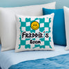 Personalised Blue Check Children's Bedroom Cushion – Birthday Gift for Boys