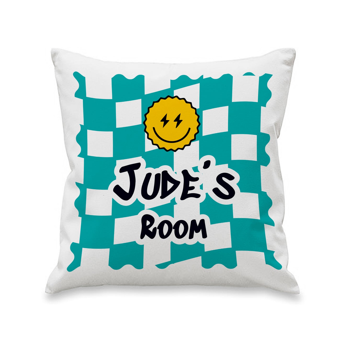Personalised Blue Check Children's Bedroom Cushion – Birthday Gift for Boys - image 4