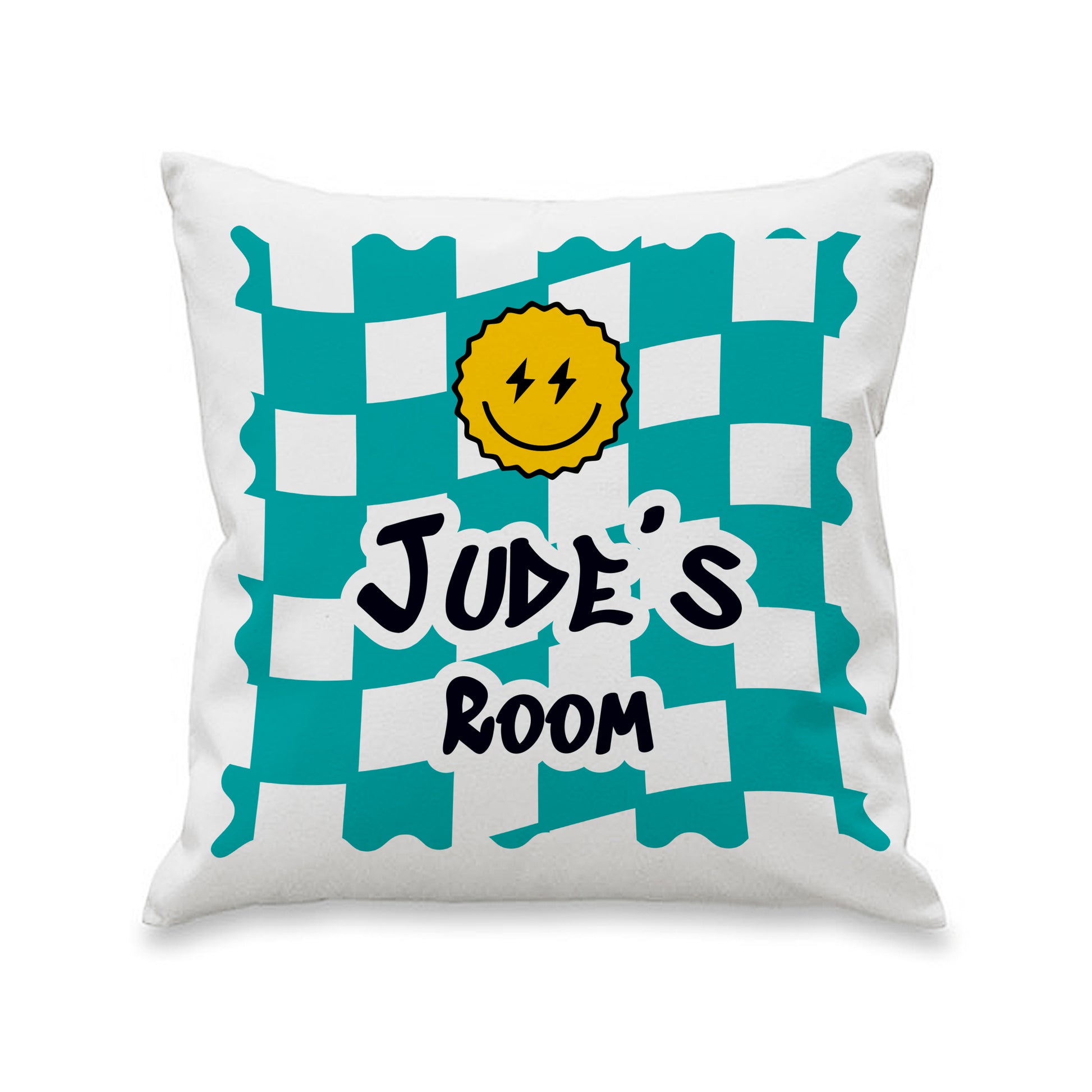 Personalised Blue Check Children's Bedroom Cushion – Birthday Gift for Boys - image 4