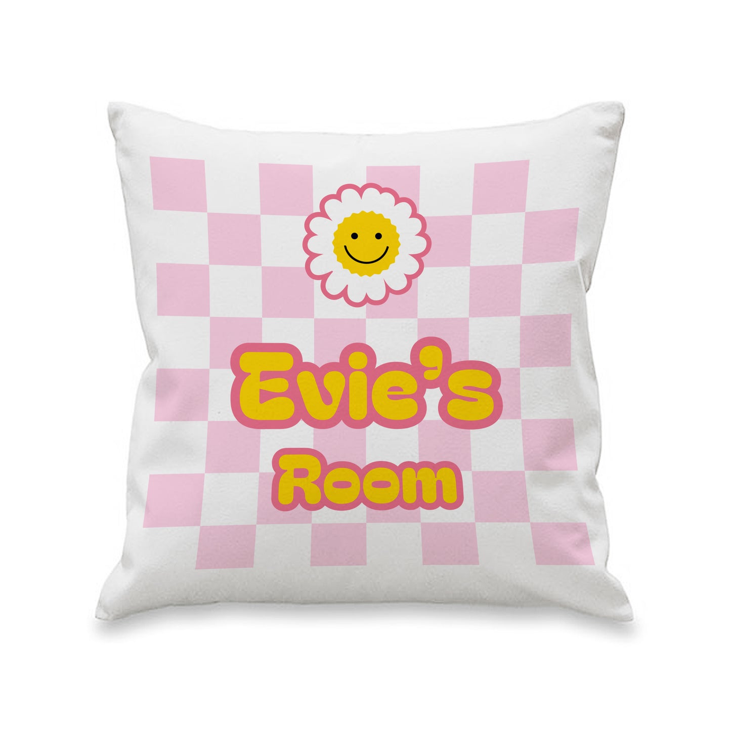 Personalised Pink Check Children's Bedroom Cushion – Birthday Gift for Girls - image 4