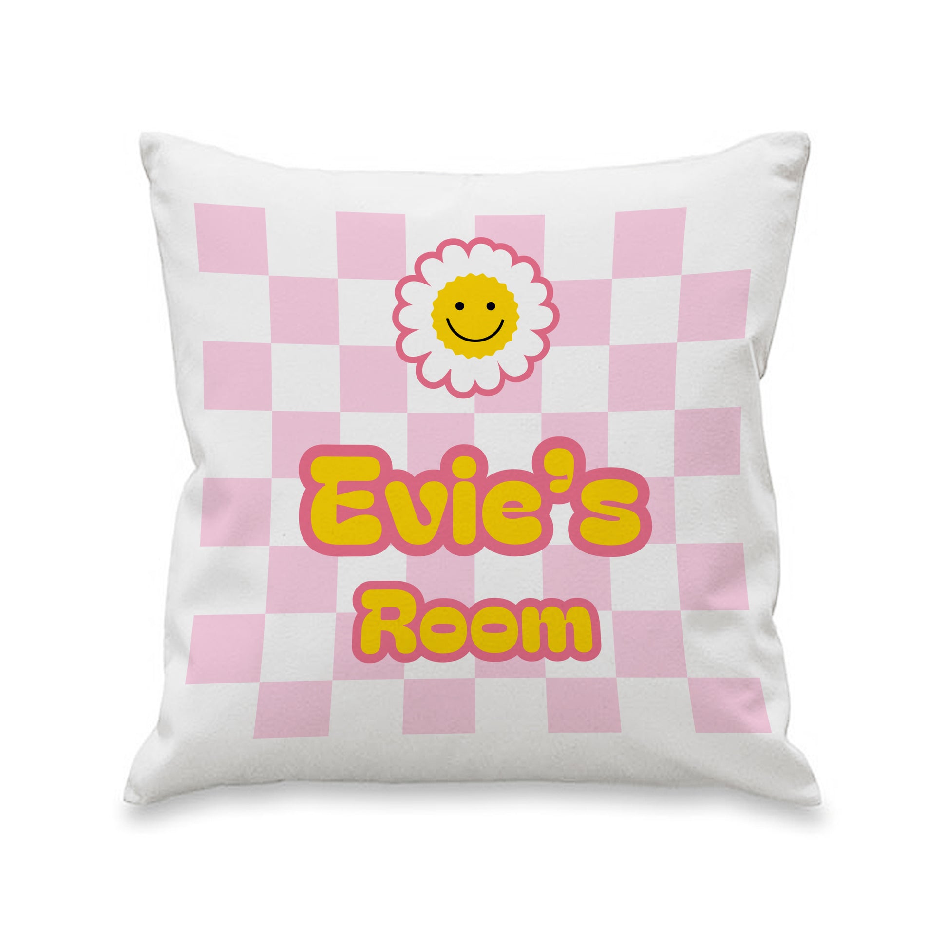 Personalised Pink Check Children's Bedroom Cushion – Birthday Gift for Girls - image 4