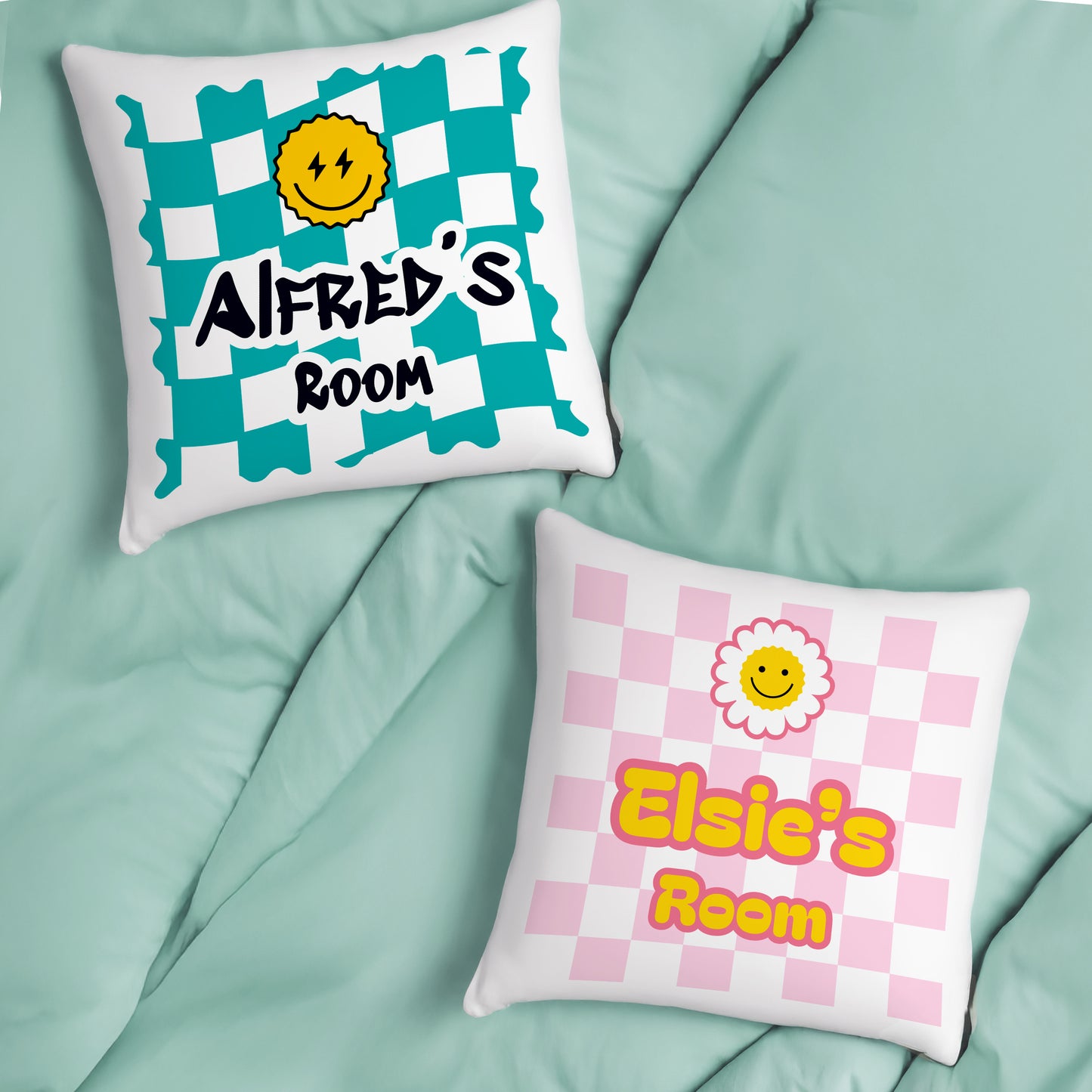 Personalised Pink Check Children's Bedroom Cushion – Birthday Gift for Girls - image 5