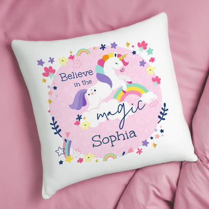 Personalised Pink Unicorn Cushion – Children's Birthday Gift for Girls - image 3